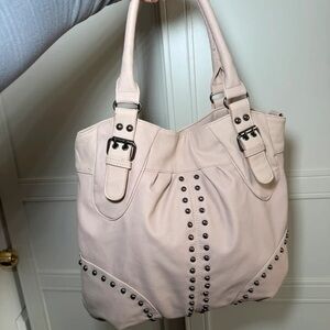Elegant Blush Tote with Stud Accents